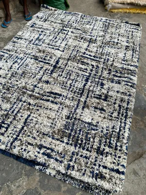 5x7fts Blue/Gray/Cream Shaggy Premium America Center Rug.