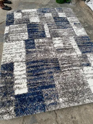 5x7fts Blue/Gray/Cream Shaggy Premium America Center Rug.