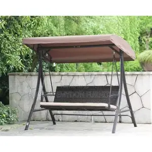 3 Seater Rattan Swing Chair With Cushioned Bench Seat
