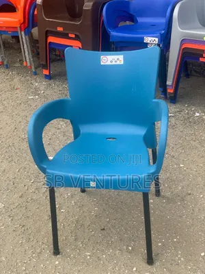 Imported Plastic Chair With Armrest Strong Iron Legs