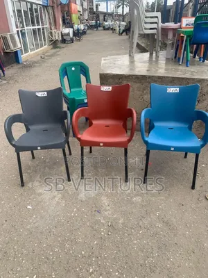 Imported Plastic Chair With Armrest Strong Iron Legs