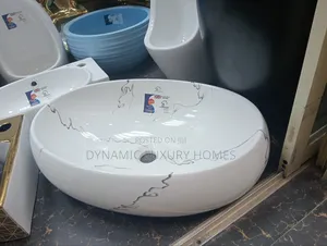 Luxury White With Black Design Oval Countertop Basin