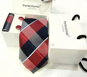 Men Luxury Quality Long Tie With Cufflinks and Pocket Square