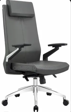 Grey Leather Swivel Chair