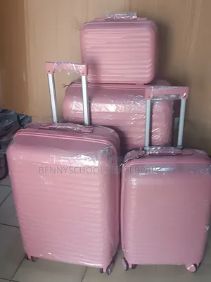 Peach Set of 4 Unbreakable Rubber Luggage Boxes No Theft Zip