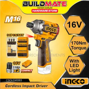 Ingco 170nm 16v Compact Brushless Cordless Impact Driver