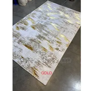 Turkish Retro Pattern Gold and Beige Center Rug(5 by 7)