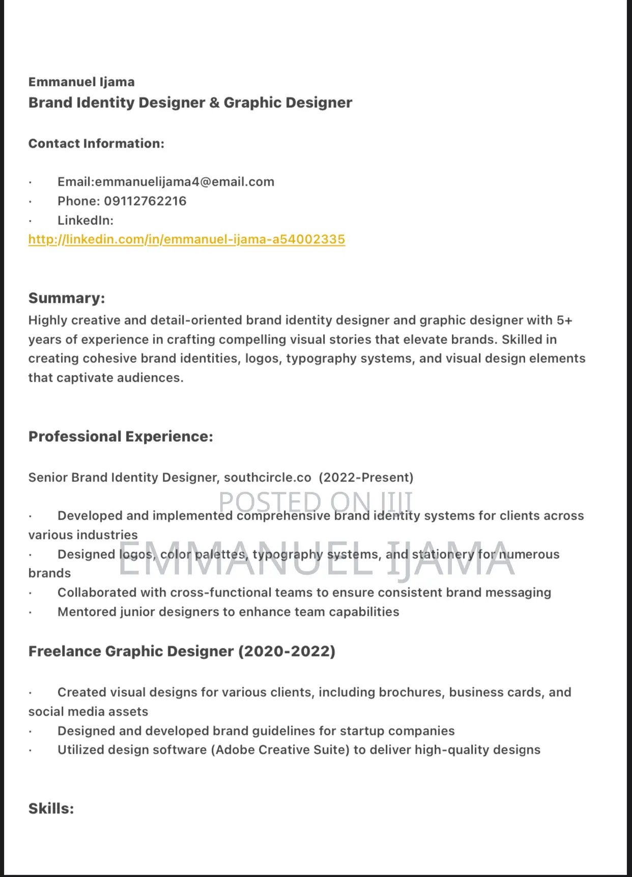 Computing IT CV