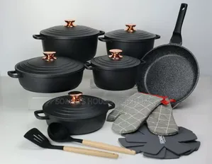 Donnor 18pcs Cookware Cast Pot Set Black Colour