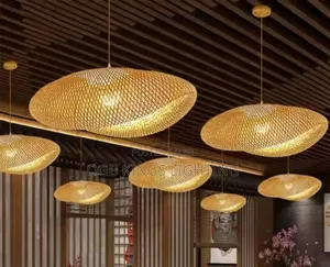 Bamboo Hand Weaving Pendant Lights Hanging Led Ceiling Lamp