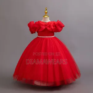 Red Ruffle Ceremonial Full Ball Gown