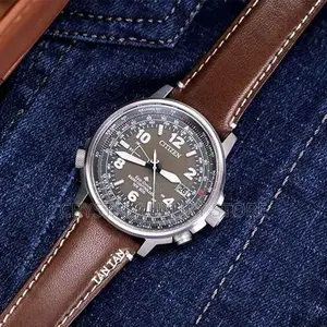 Authentic Casio Citizen Luxury Genuine Leather Wristwatch