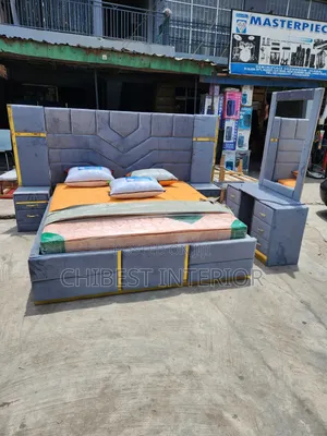 Padied 6by6 Bed Frame With Side Drawers and Cupboards