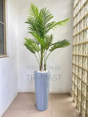 Cone Fiberglass Vase Potted With Artificial Palm Plant