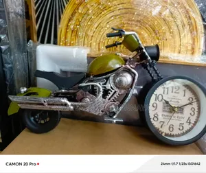 Creative Motorcycle Model With Clock Iron Art Metal Ornament