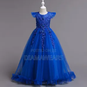 Royal Blue Princess Long Fluffy Princess Classy Ball Gown