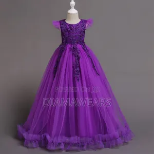 Purple Ceremonial Princess Long Fluffy Ball Gown