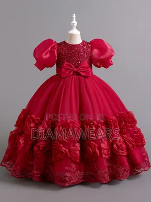Red Wine Princess Bow Special Event, Full Party Ball Gown