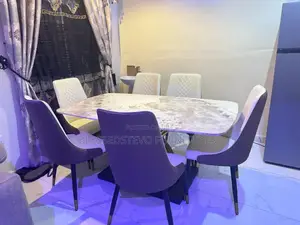 Sweet Gone Dining Table With 6 Chiars Brown Color