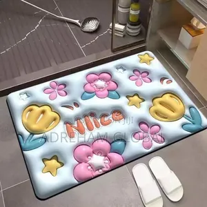 3d Floral Bathroom Mat - Absorbent, Non-Slip Diatom Mud Rug
