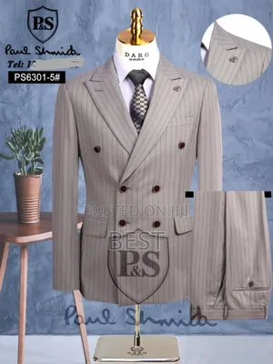 Luxury Double Breasted Strips Suit for Men of Class