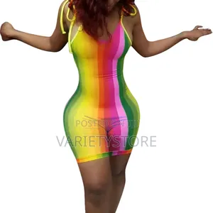 Rainbow Striped Women Sexy Mesh Body Suit Beachwear Jumpsuit