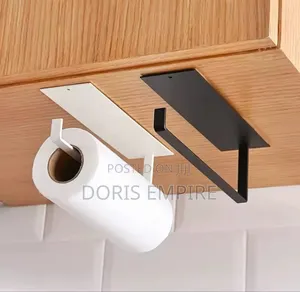 1pc Kitchen Carbon Steel Paper Towel Holder, No Punch.