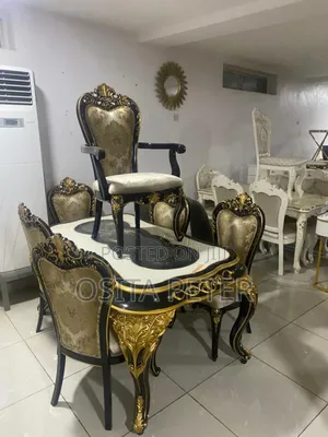 Royal Dining Table With 6 Chairs Black Color