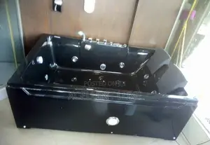 Black Double Straight Jacuzzi Massage Bathtub