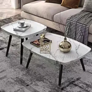 Wooden Centre Table With Marble Design.