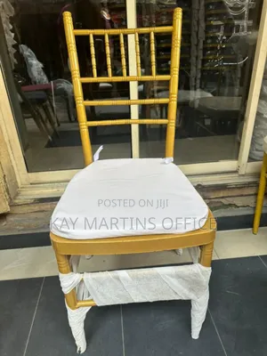 Event Chair With Metal Legs Gold and White in Color