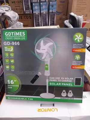 Rechargeable Standing Fan With Solar Panel