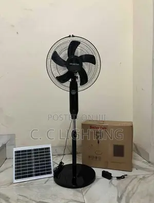 Rechargeable Solar Fan 16 Inches Black