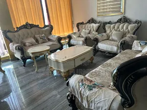 Set of 7 Seaters Chairs With Center Table and Side Tables