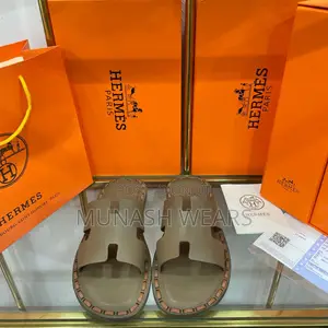 Hermes Wooden Leather Slipers