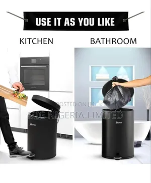 12l Black Stainless Steel Pedal Dustbin for Home Office
