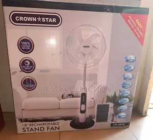 16” 18” Rechargeable Standing Fan Crownstar With Solar Panel