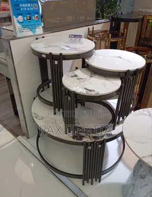Marble Foldable Centre Table With Two Stools Set