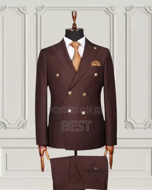 Double Breasted Golden Botton Brown Suit