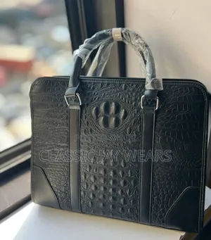 Crocodile Skin Leather Laptop Bag