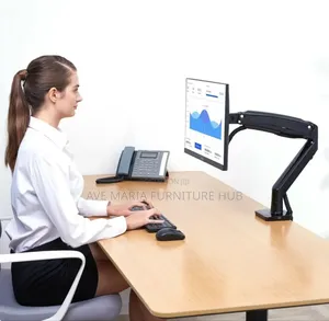 Dual Arm Monitor Desk Mount Tilt, Swivel, Pneumatic Stand