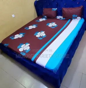 Coffee Brown and Blue Cotton Bedsheet(6by6)