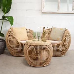 Rattan Coffee Table & Chair Set – Natural Beauty & Comfort