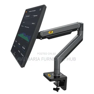 Dual Arm Monitor Desk Mount Tilt, Swivel, Pneumatic Stand