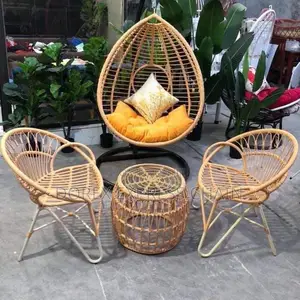 Swing Chair, 2 Rattan Chairs And A Matching Coffee Table