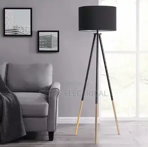 Modern Floor Led Lamp Tripod Fabric Shade