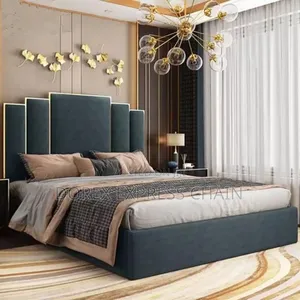 Upholstered Bed Frame With Geometric Headboard