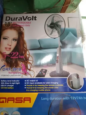 Duravolts Rechargeable 18inches Standing Fan