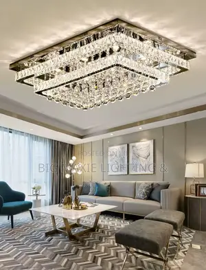 Luxury Classic Rectangular Crystal Silver Led Chandelier