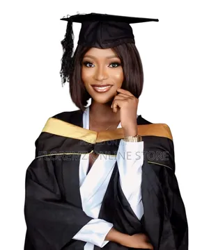 Black Convocation Gown With Gold Hood For Rent